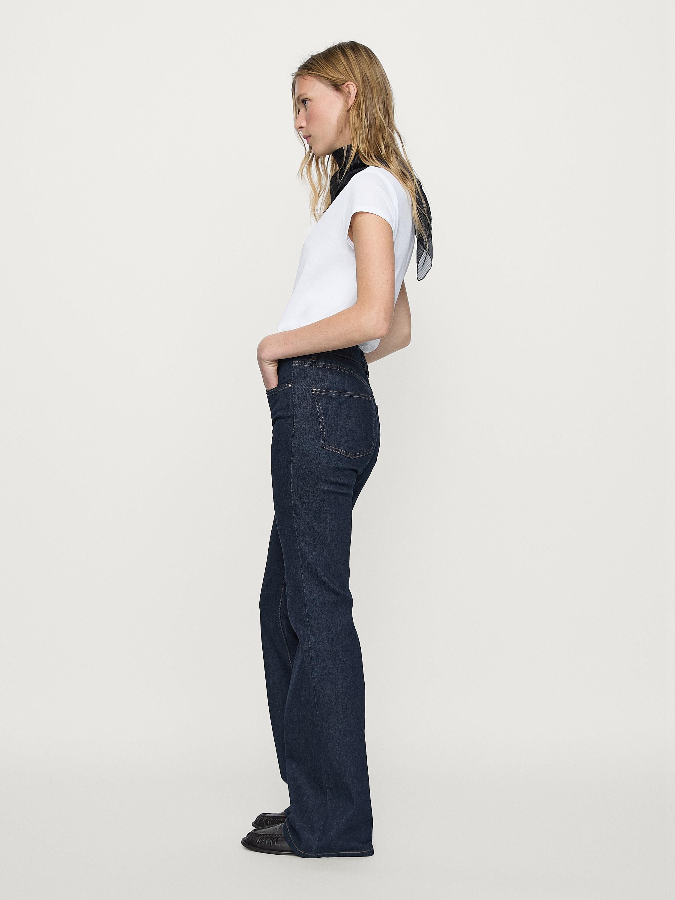 Massimo Dutti Flared High-waist Skinny Women Jeans Dark Blue | US-EQ4915387