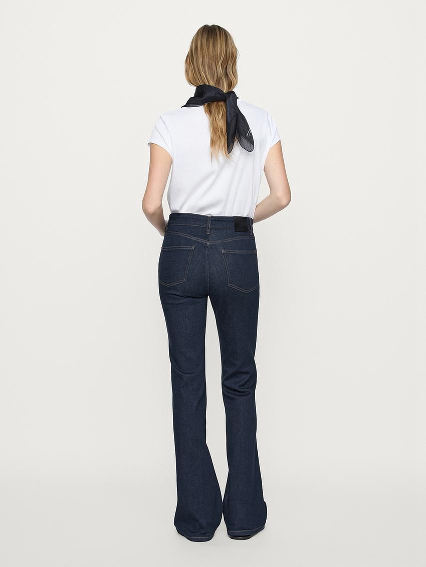Massimo Dutti Flared High-waist Skinny Women Jeans Dark Blue | US-EQ4915387