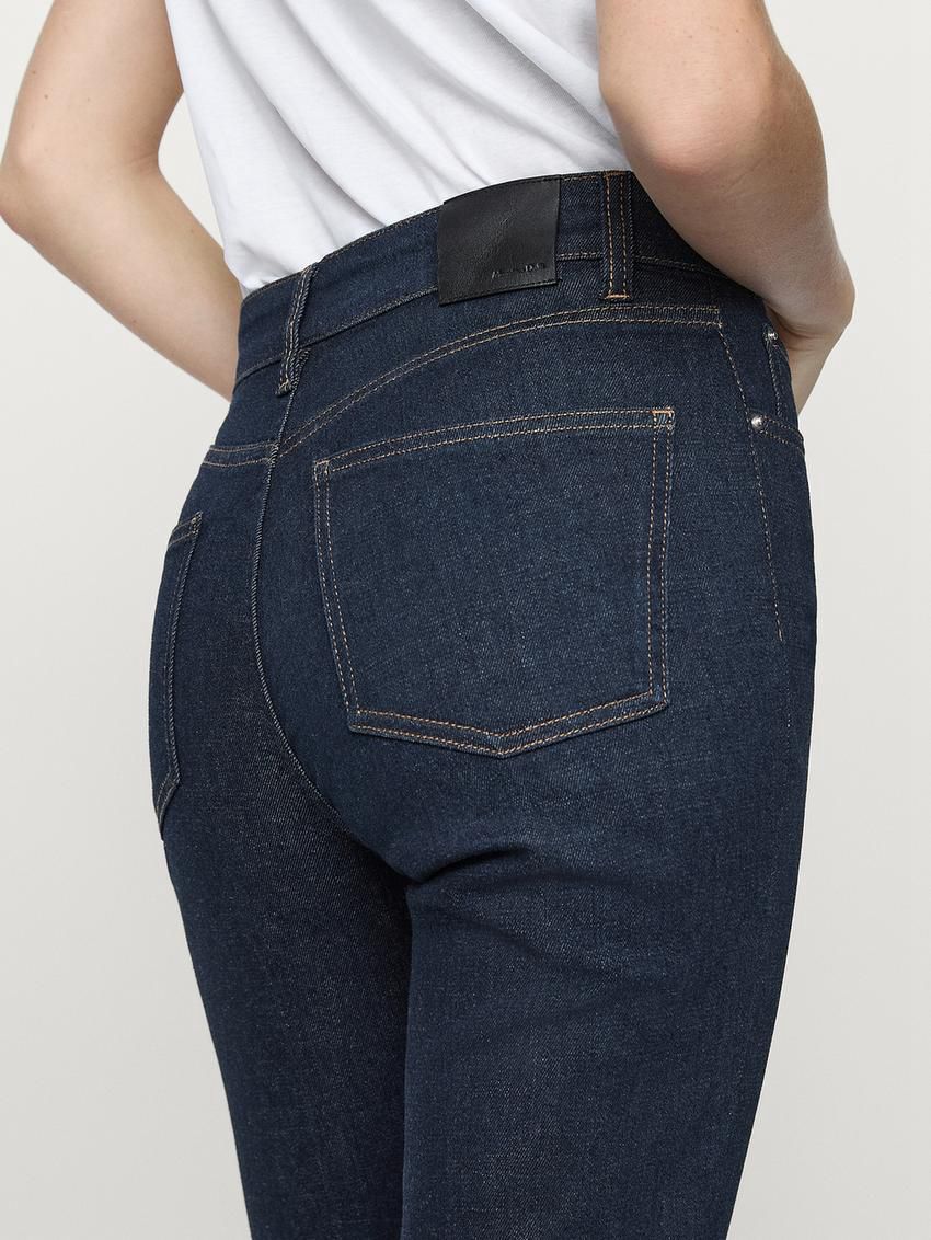 Massimo Dutti Flared High-waist Skinny Women Jeans Dark Blue | US-EQ4915387