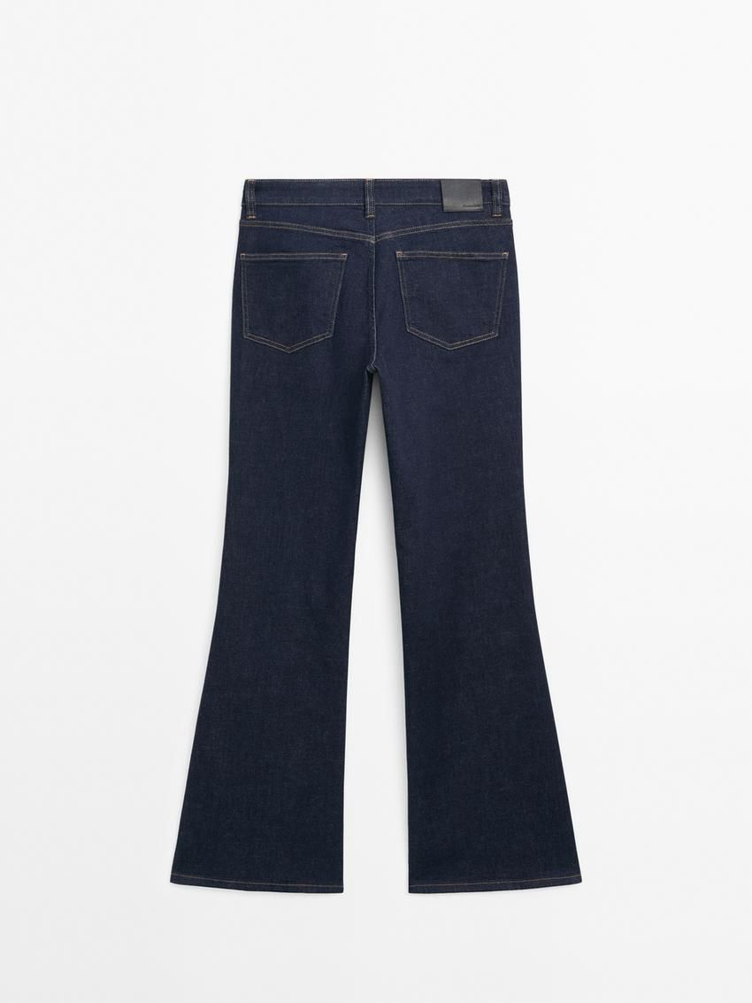 Massimo Dutti Flared High-waist Skinny Women Jeans Dark Blue | US-EQ4915387