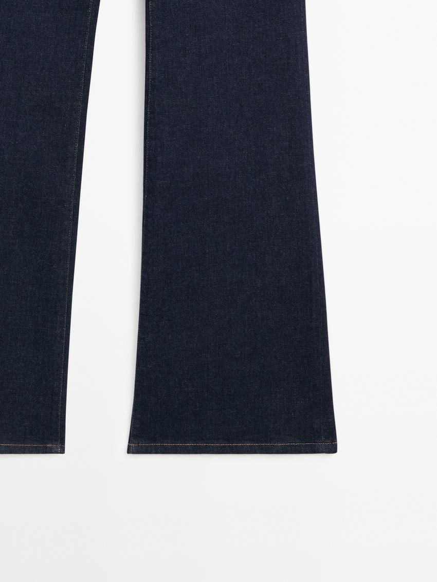 Massimo Dutti Flared High-waist Skinny Women Jeans Dark Blue | US-EQ4915387