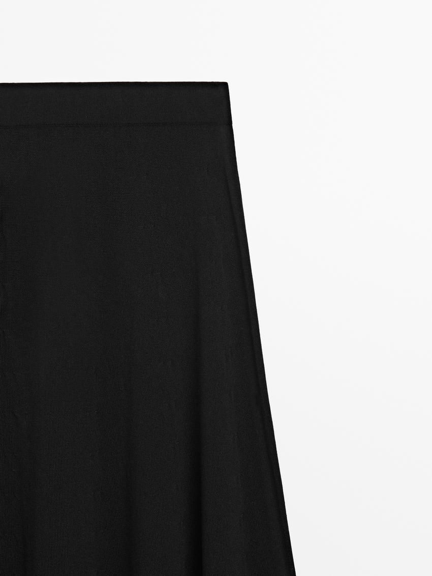 Massimo Dutti Flared Knit Co-ord Women Skirts Black | US-WY2794531