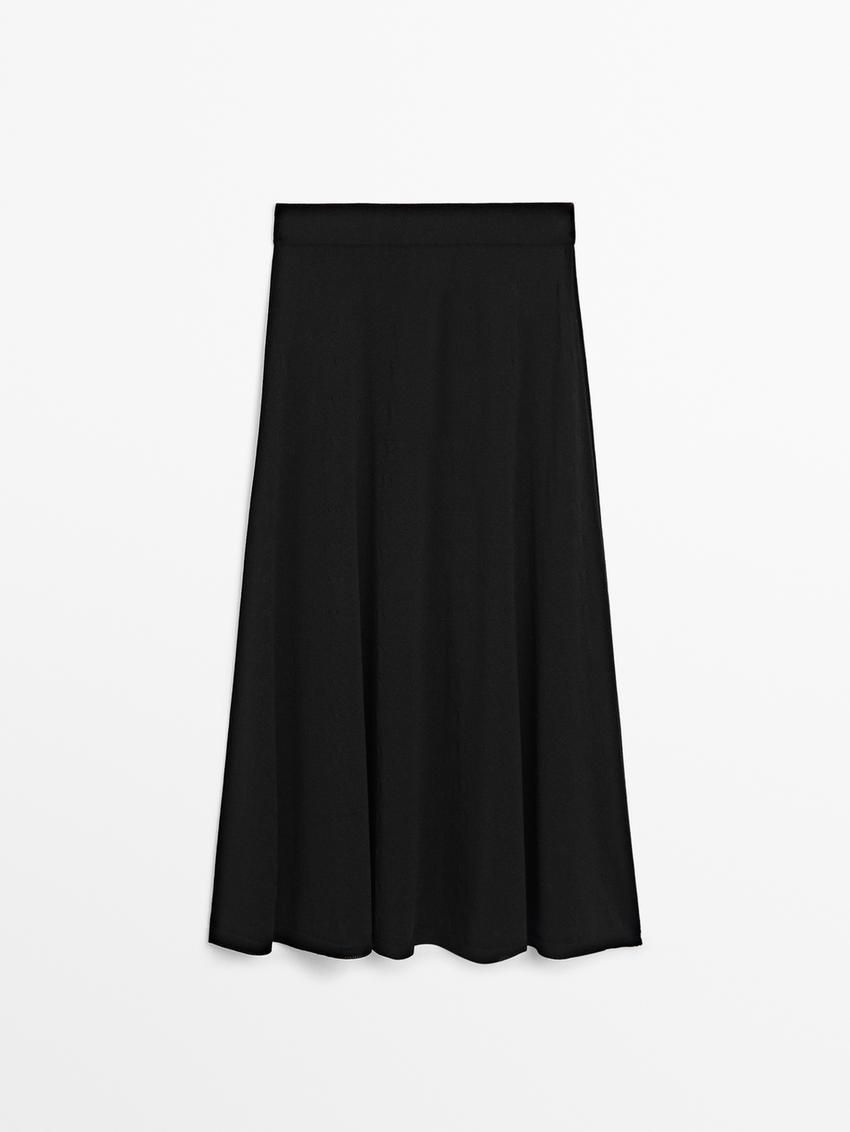 Massimo Dutti Flared Knit Co-ord Women Skirts Black | US-WY2794531