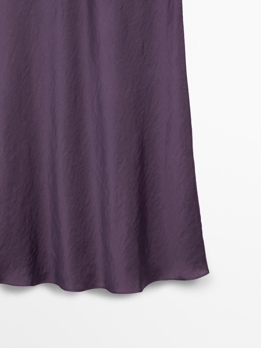 Massimo Dutti Flared Midi Slip Women Dress Purple | US-RI8637492