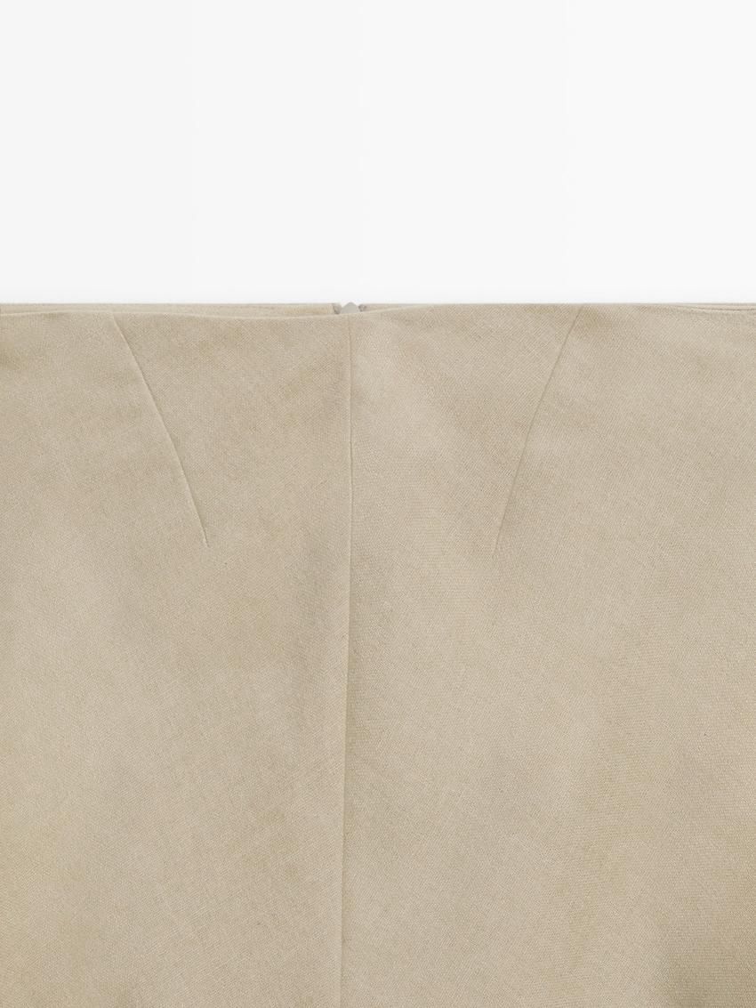 Massimo Dutti Flared Midi With Seam Details Women Skirts Cream | US-VK5637182