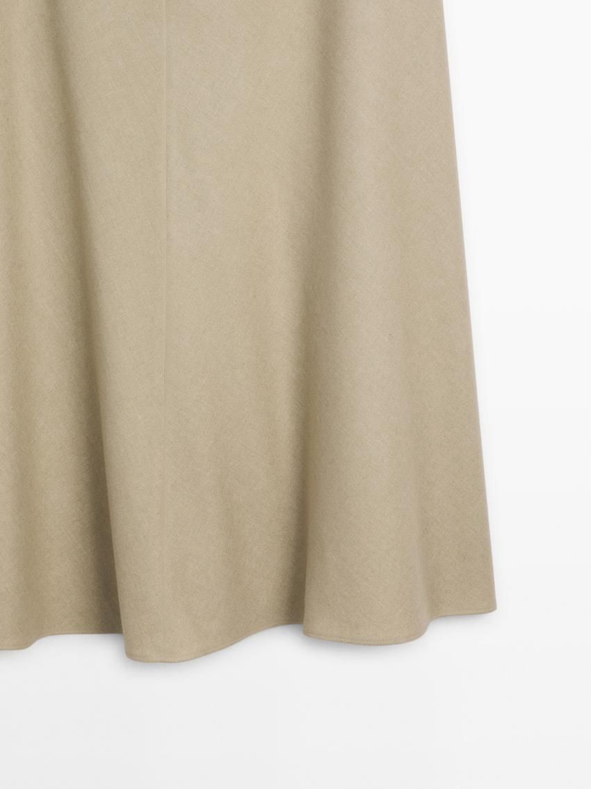 Massimo Dutti Flared Midi With Seam Details Women Skirts Cream | US-VK5637182