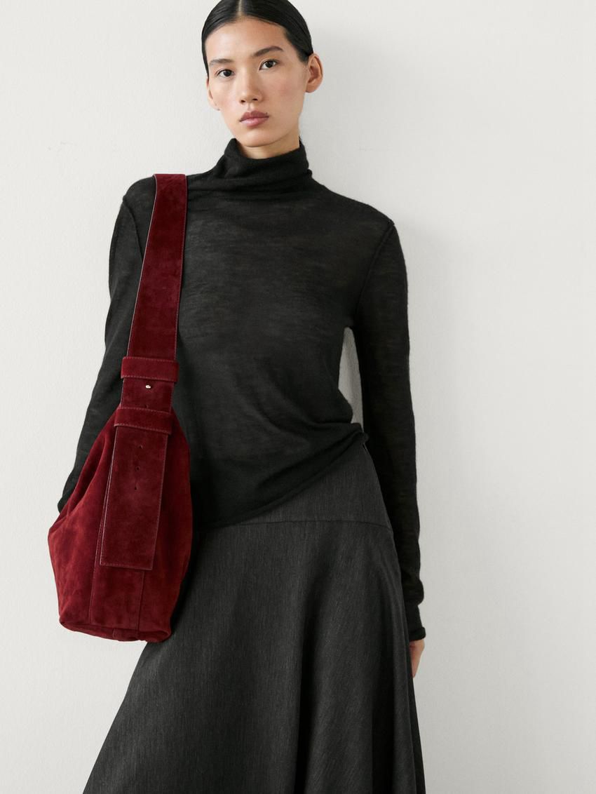 Massimo Dutti Flared Midi With Waist Detail Women Skirts Dark Grey | US-LF2356408