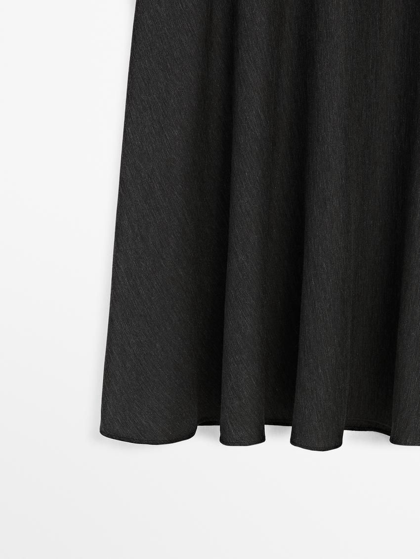 Massimo Dutti Flared Midi With Waist Detail Women Skirts Dark Grey | US-LF2356408