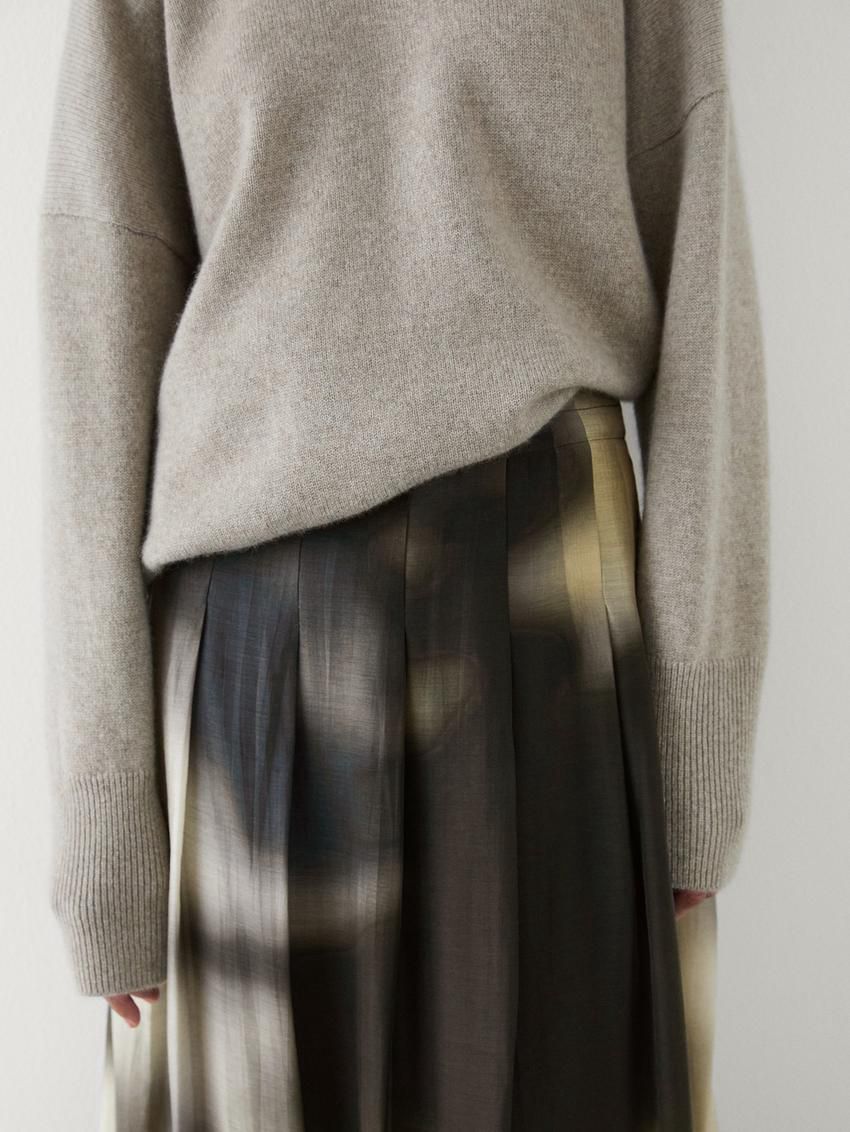 Massimo Dutti Flared Ombré Print Midi Women Skirts Black / Navy / Cream | US-EK3849027