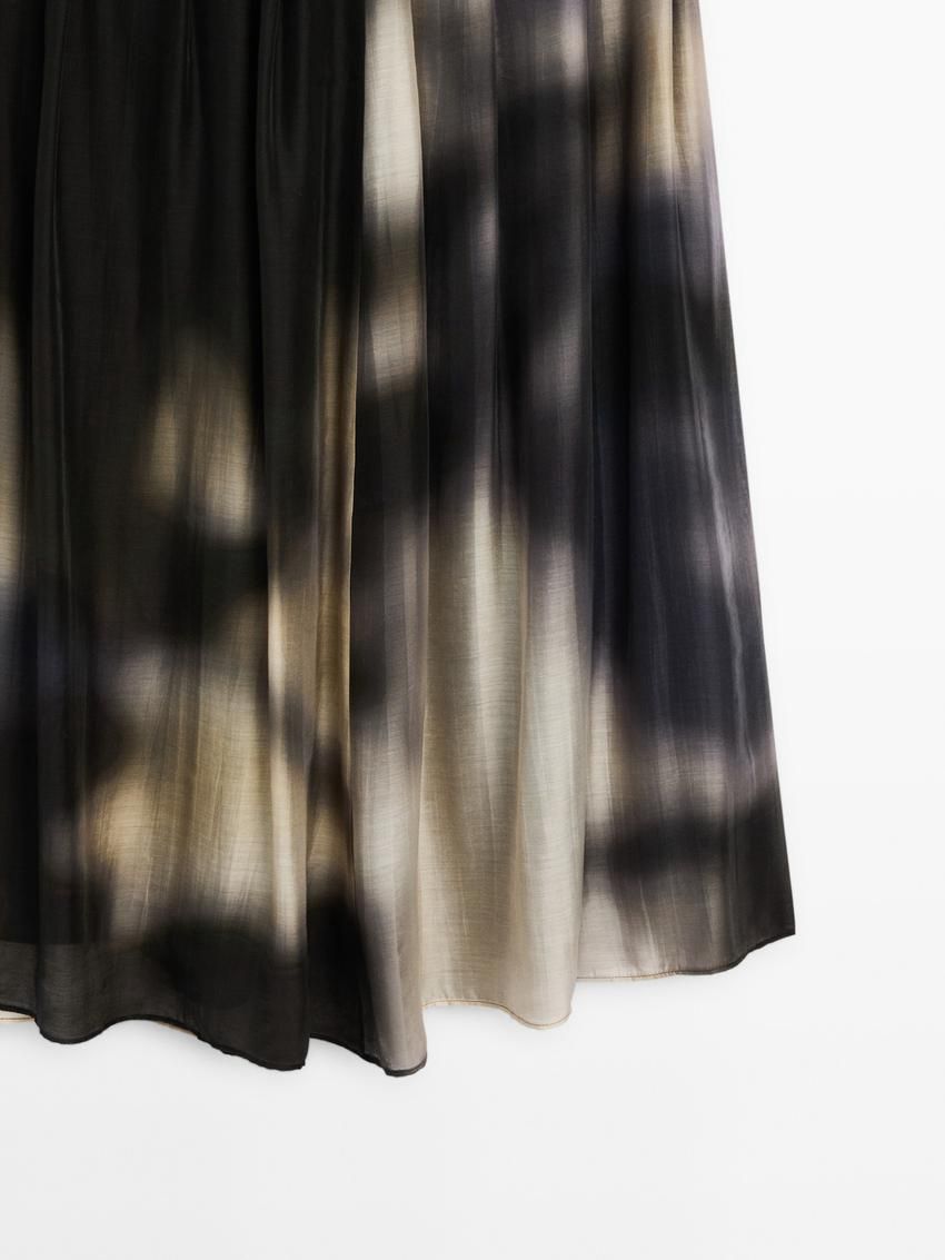 Massimo Dutti Flared Ombré Print Midi Women Skirts Black / Navy / Cream | US-EK3849027
