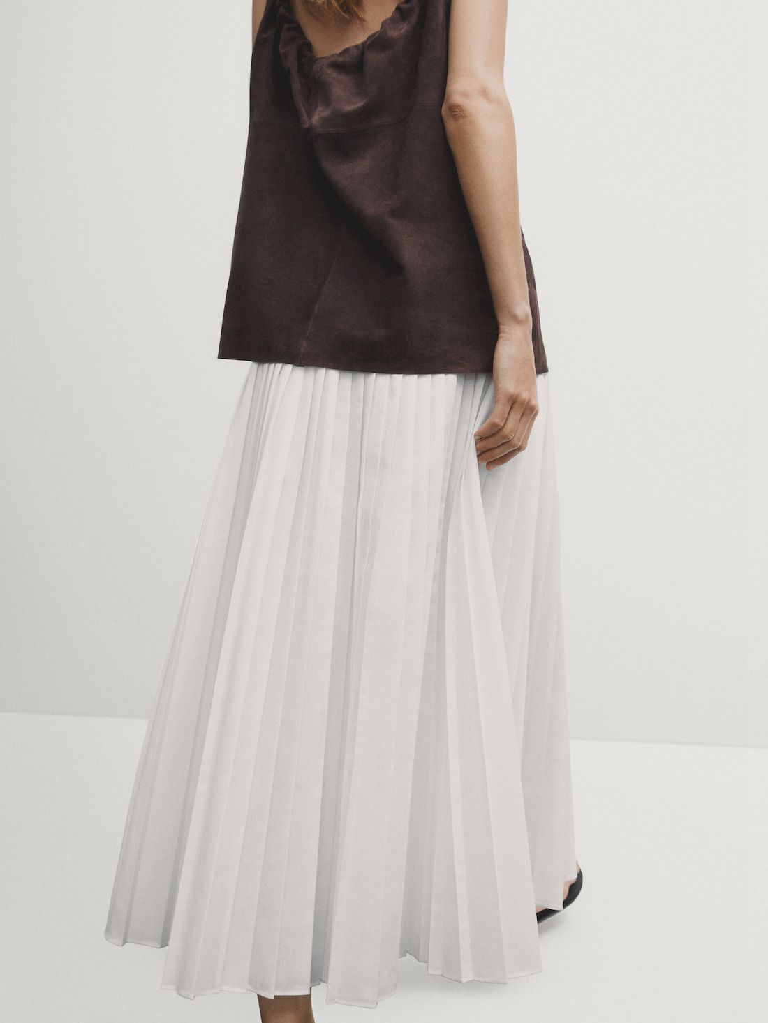 Massimo Dutti Flared Pleated Women Skirts White | US-GA5208694