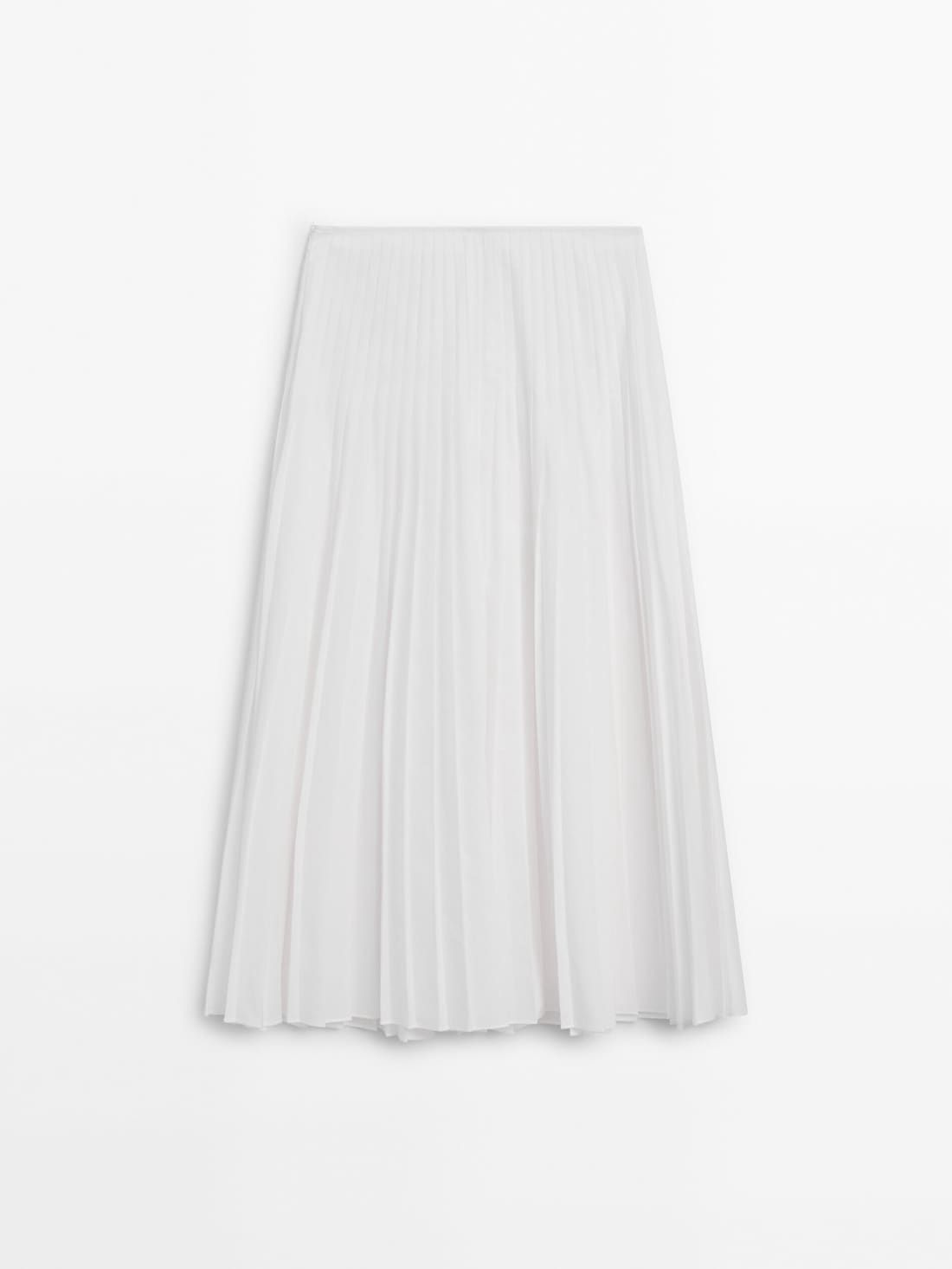 Massimo Dutti Flared Pleated Women Skirts White | US-GA5208694