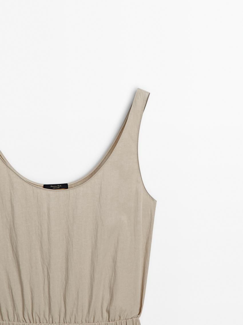 Massimo Dutti Flared Poplin With Elasticated Waist Women Dress Light Khaki | US-RI1748062