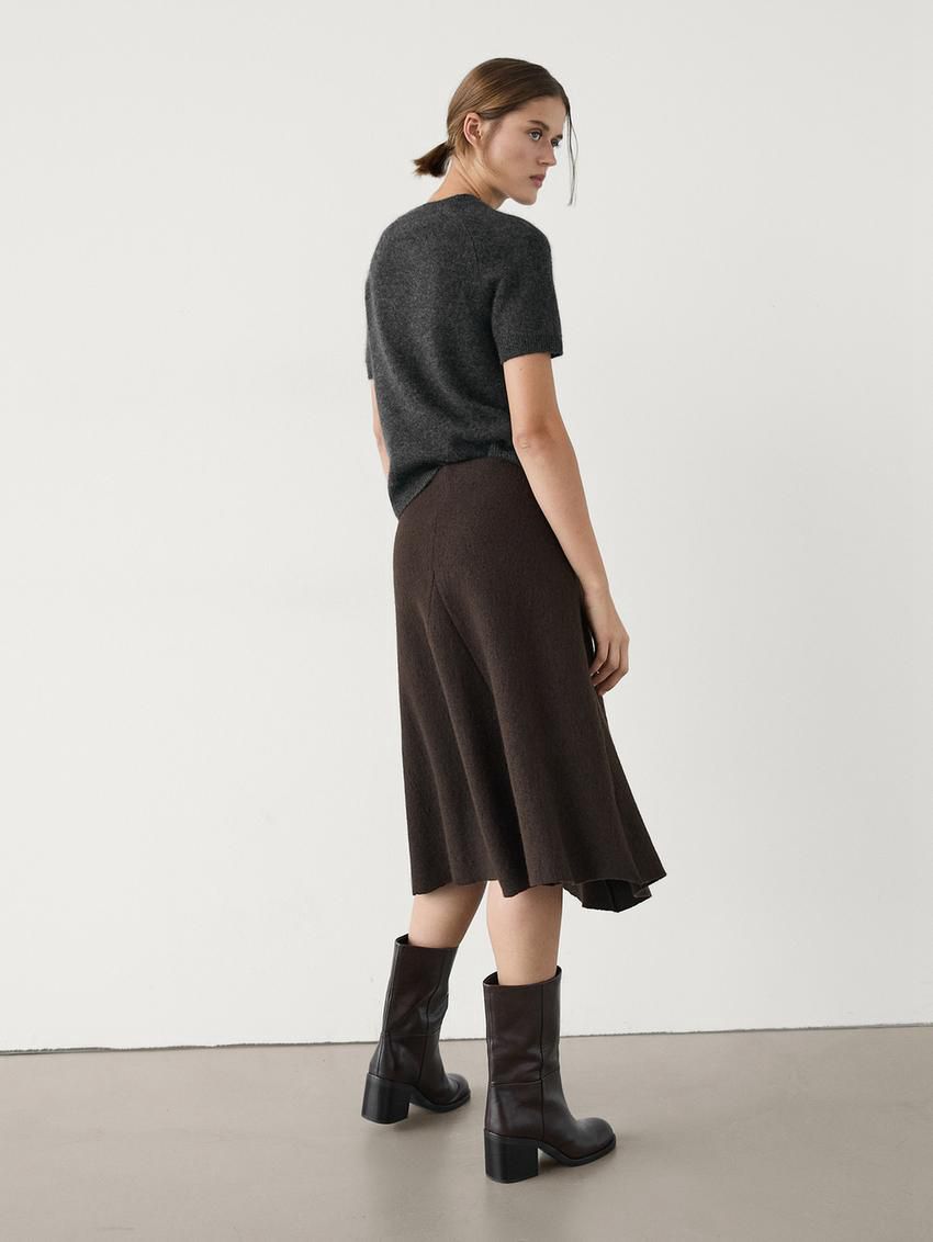 Massimo Dutti Flared Wool Blend Midi Women Skirts Dark Brown | US-BR9741320