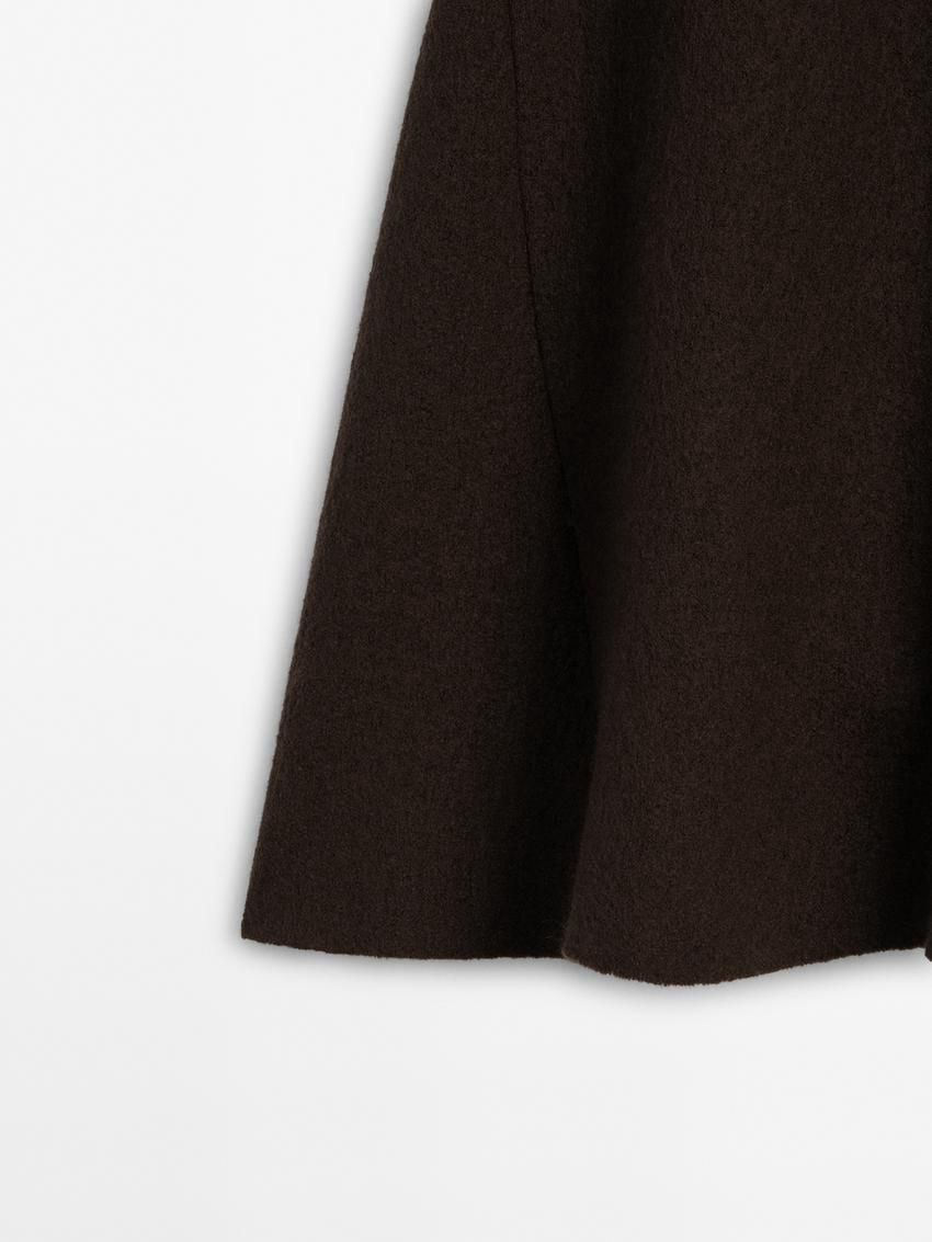 Massimo Dutti Flared Wool Blend Midi Women Skirts Dark Brown | US-BR9741320