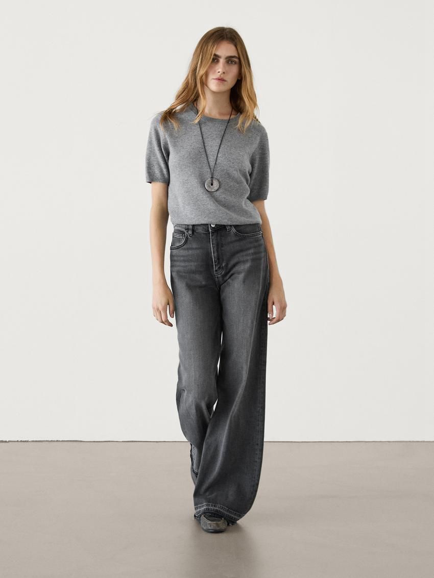 Massimo Dutti Flare-fit High-waist Women Jeans Dark Grey | US-CO2960834