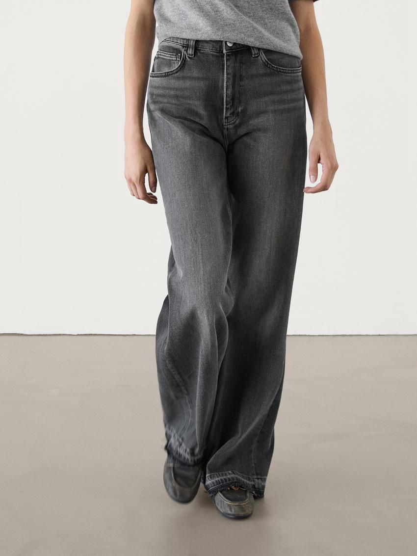 Massimo Dutti Flare-fit High-waist Women Jeans Dark Grey | US-CO2960834