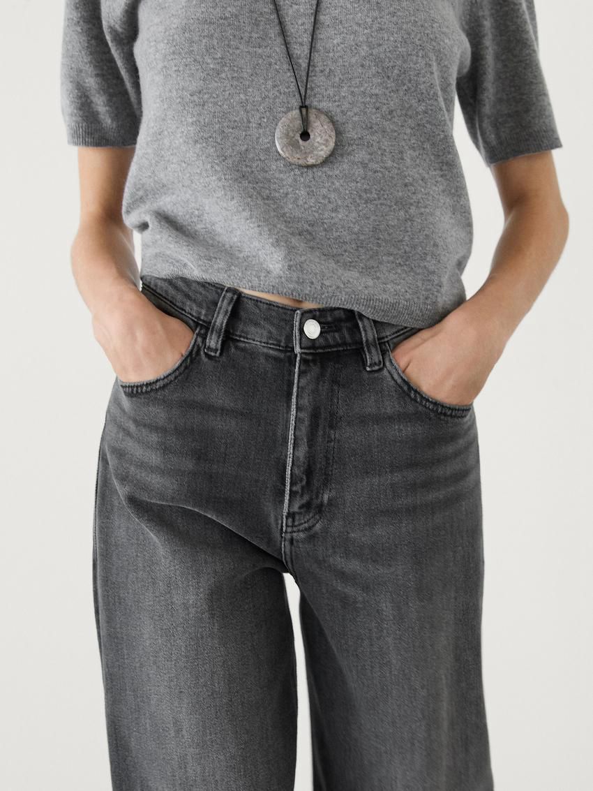 Massimo Dutti Flare-fit High-waist Women Jeans Dark Grey | US-CO2960834