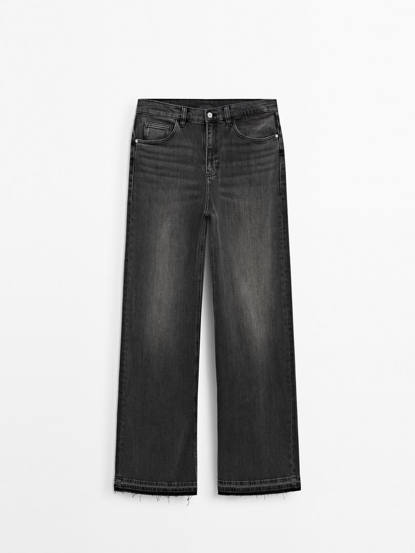 Massimo Dutti Flare-fit High-waist Women Jeans Dark Grey | US-CO2960834