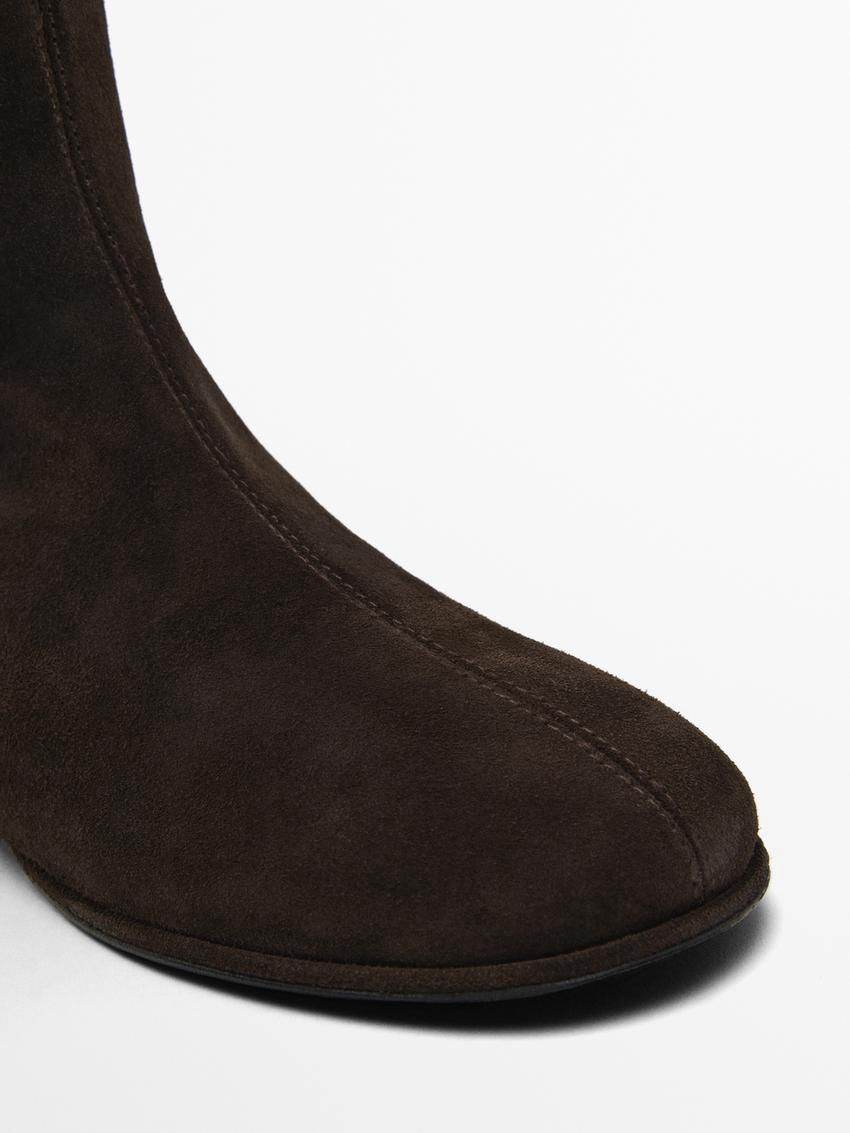 Massimo Dutti Flat Split Suede Women Ankle Boots Dark Brown | US-QA5783916
