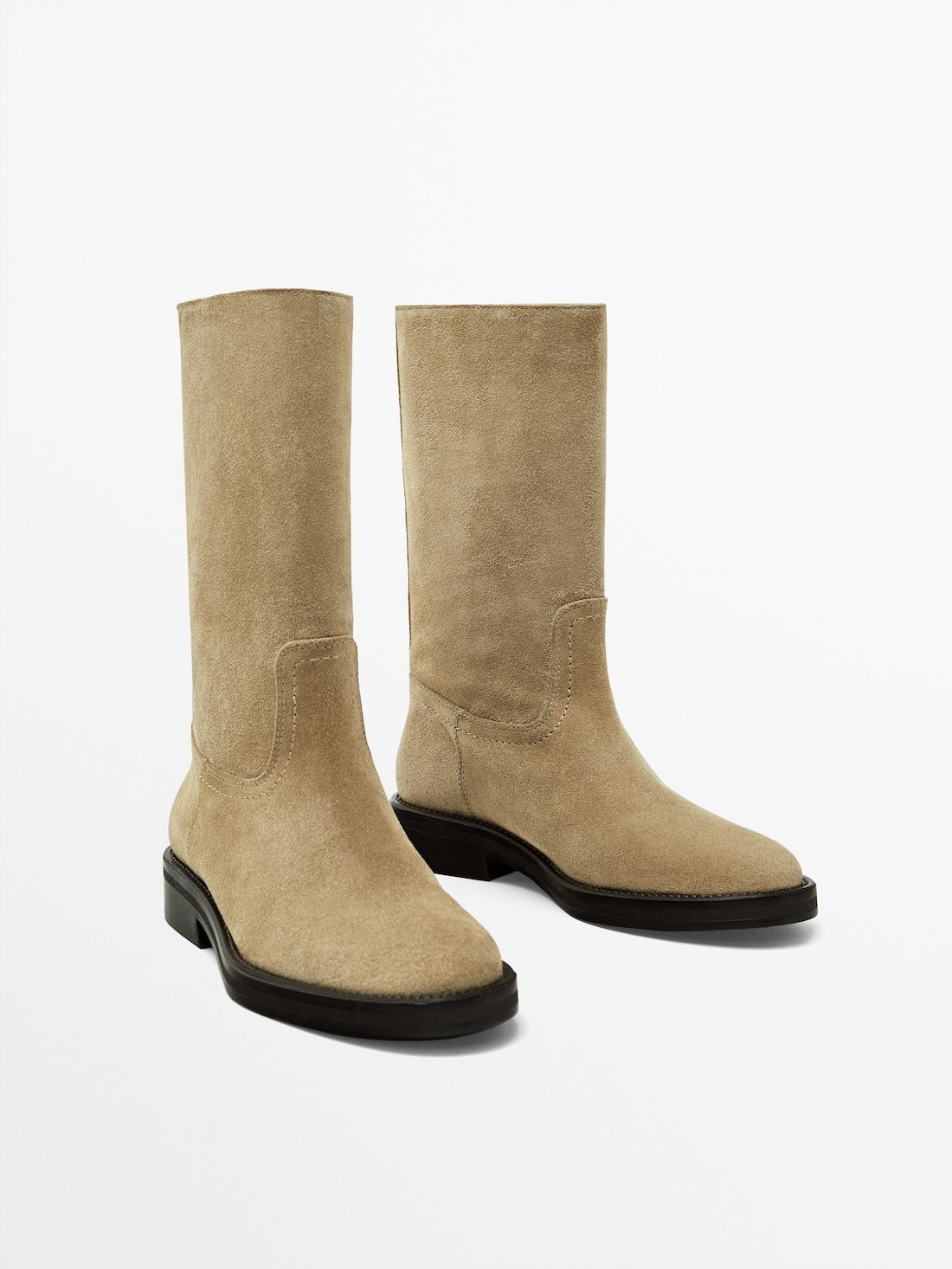 Massimo Dutti Flat Split Suede Women Ankle Boots Brown | US-MQ0985741