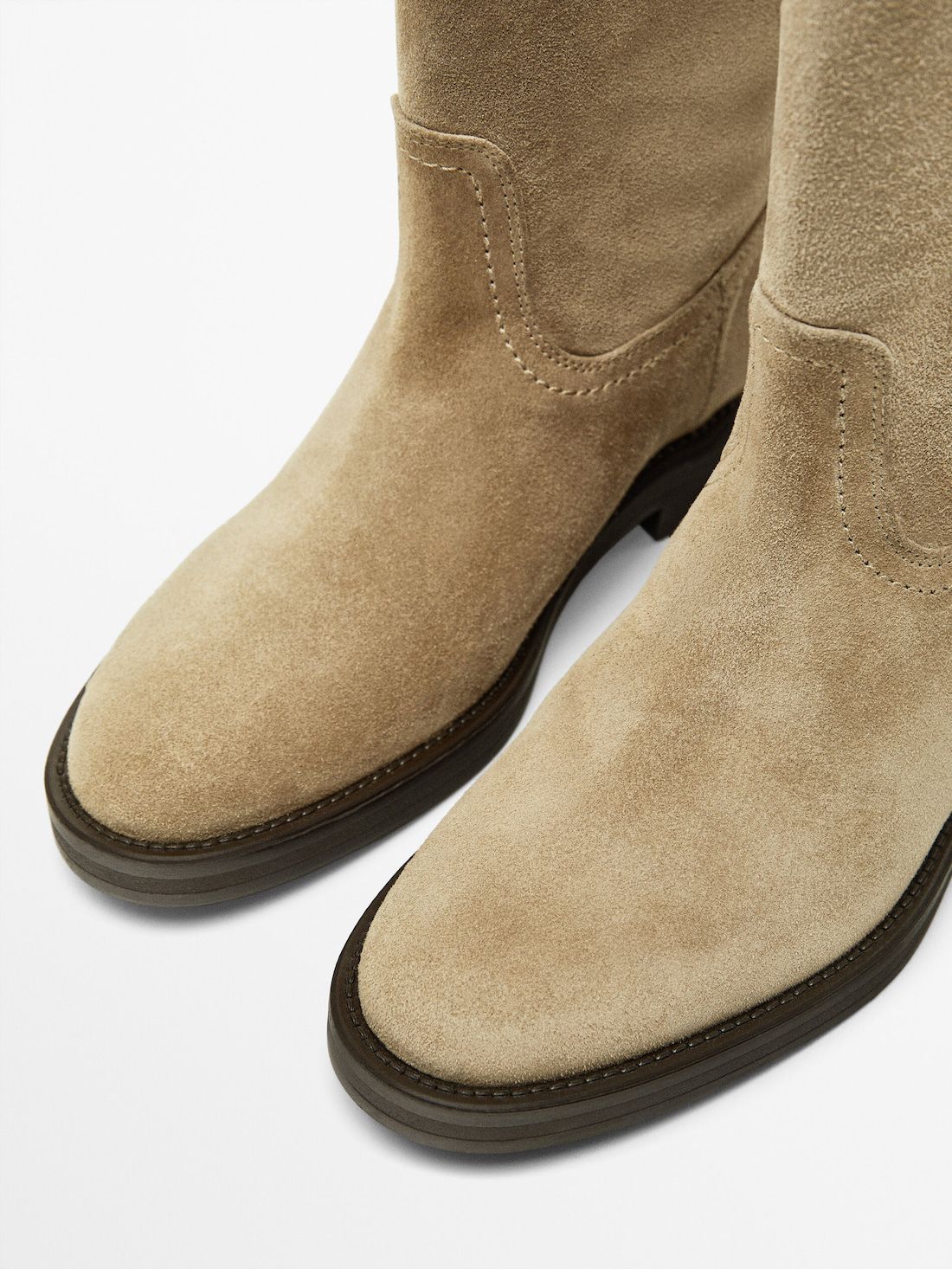 Massimo Dutti Flat Split Suede Women Ankle Boots Brown | US-MQ0985741