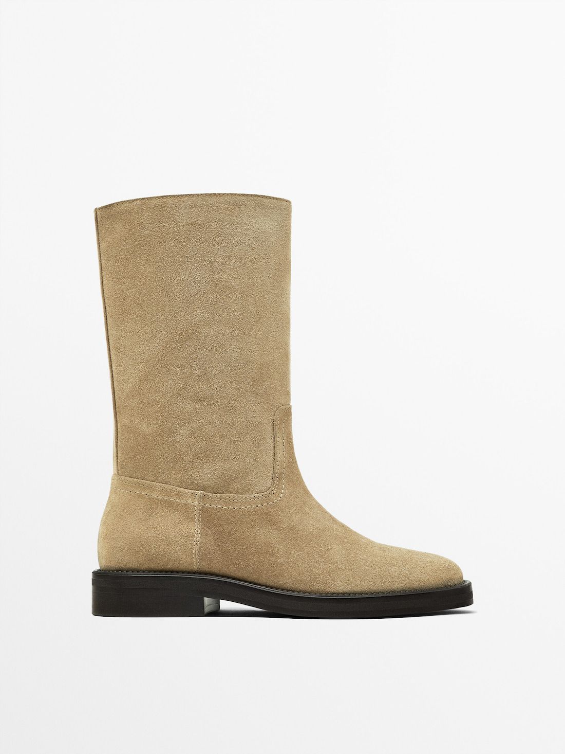 Massimo Dutti Flat Split Suede Women Ankle Boots Brown | US-MQ0985741
