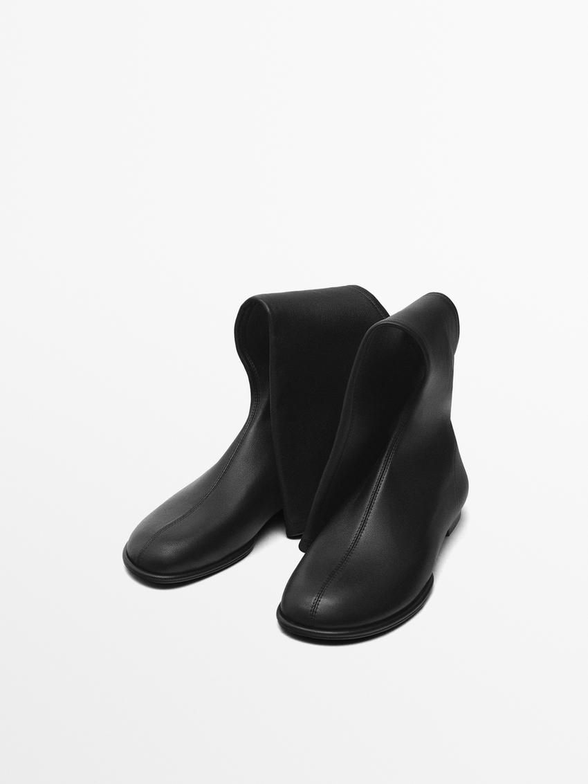Massimo Dutti Flat Stretch With Round Toe Women Knee-high Boots Black | US-AF3672910