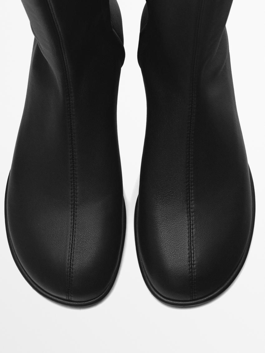 Massimo Dutti Flat Stretch With Round Toe Women Knee-high Boots Black | US-AF3672910
