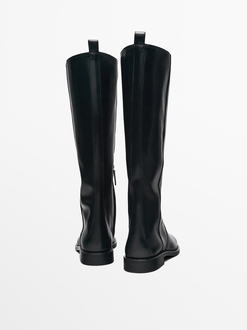 Massimo Dutti Flat With Rounded Toe Women Knee-high Boots Black | US-NM8672315