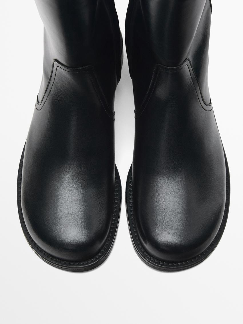Massimo Dutti Flat With Rounded Toe Women Knee-high Boots Black | US-NM8672315