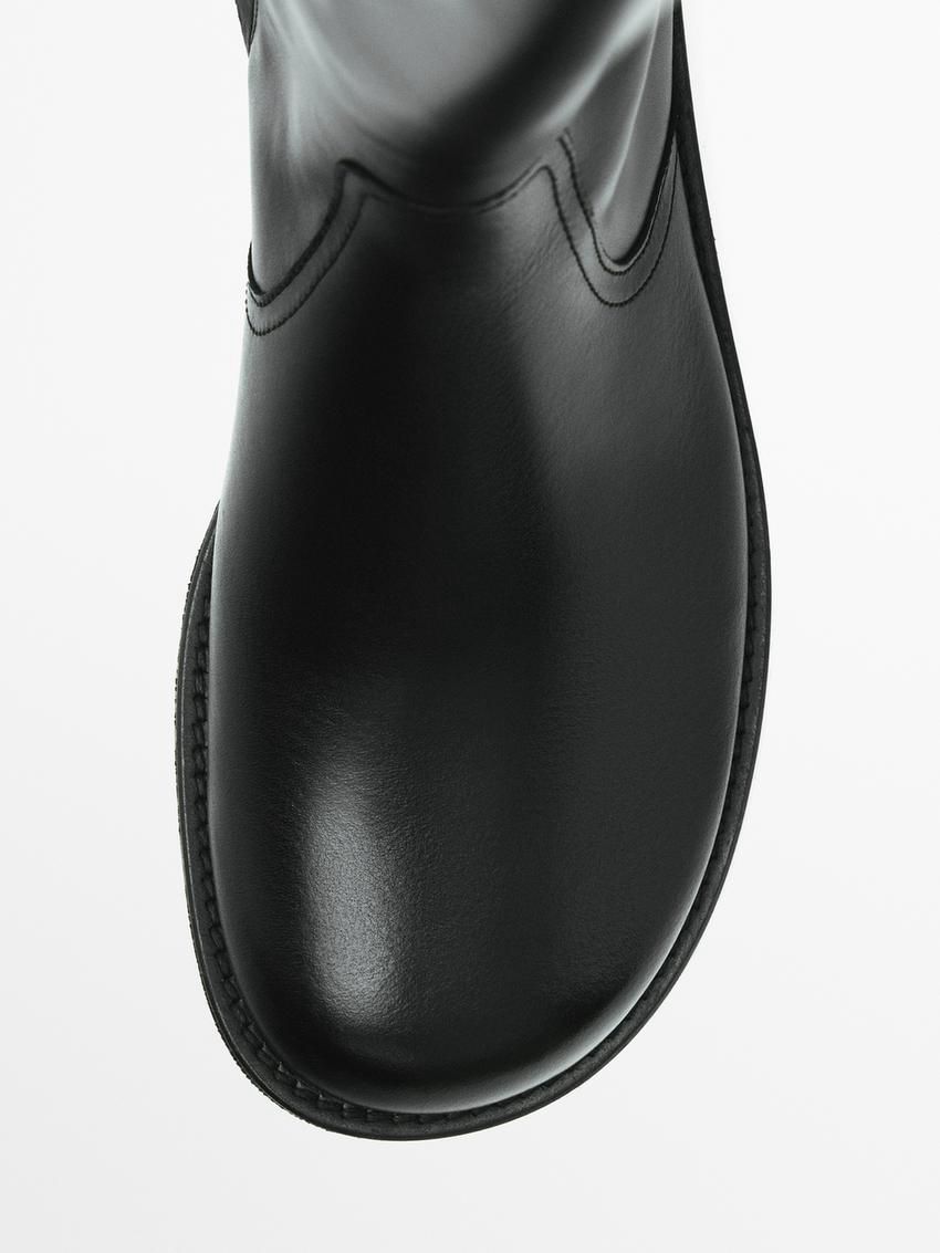 Massimo Dutti Flat With Rounded Toe Women Knee-high Boots Black | US-NM8672315