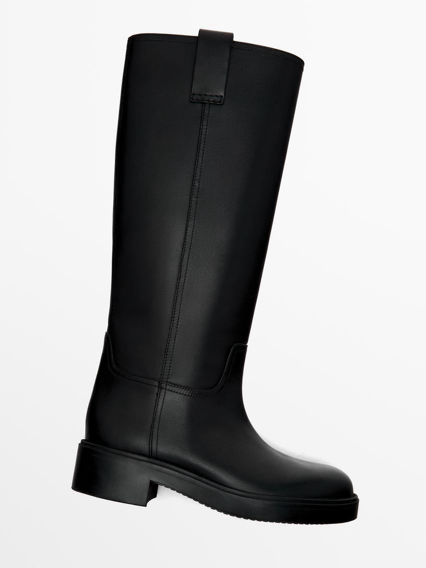 Massimo Dutti Flat With Rubber Sole Women Knee-high Boots Black | US-PT9351246