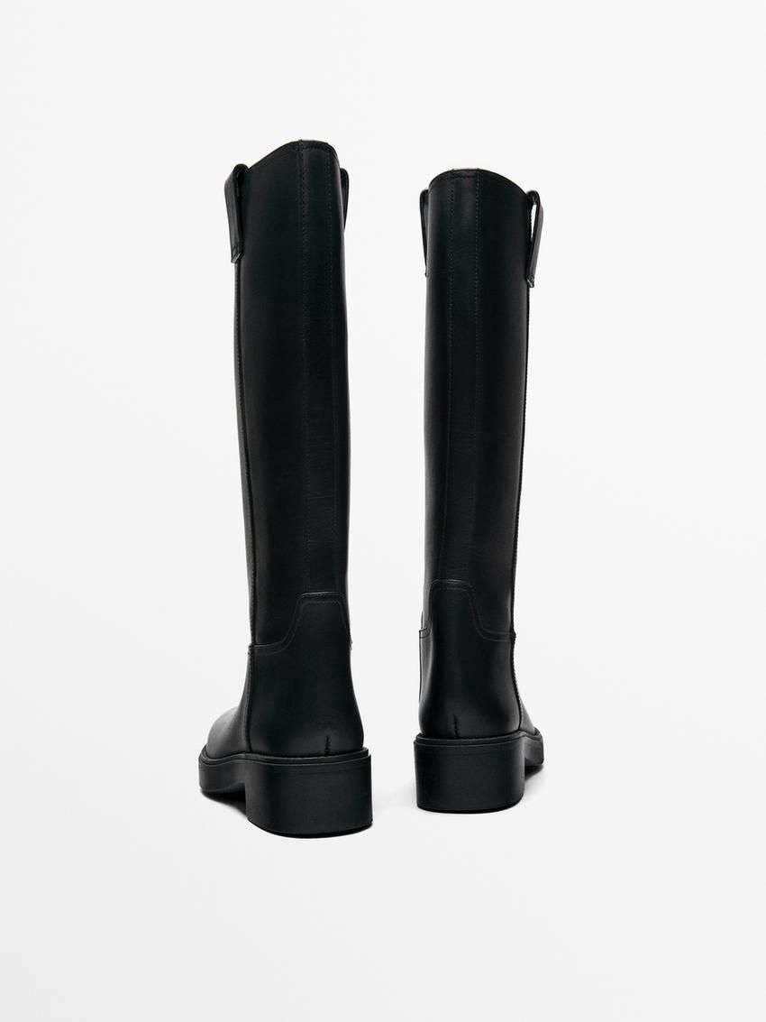Massimo Dutti Flat With Rubber Sole Women Knee-high Boots Black | US-PT9351246