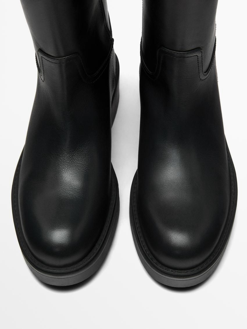 Massimo Dutti Flat With Rubber Sole Women Knee-high Boots Black | US-PT9351246
