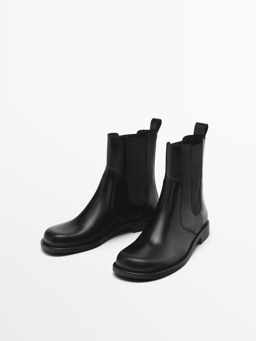 Massimo Dutti Flat Women Chelsea Boots Black | US-PO0817936