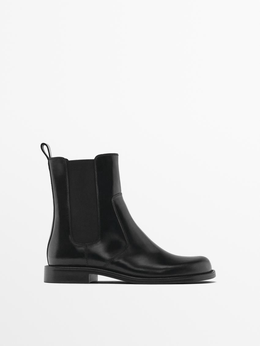 Massimo Dutti Flat Women Chelsea Boots Black | US-PO0817936