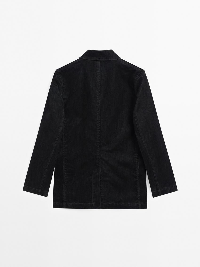 Massimo Dutti Flocked Denim Women Blazer Black | US-VT2341950