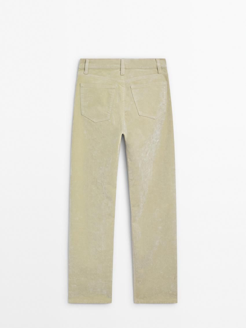 Massimo Dutti Flocked Denim-effect Women Jeans Cream | US-IA2194536