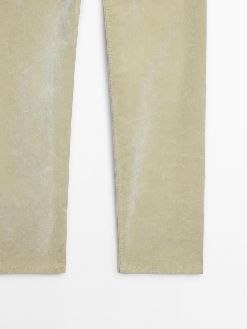 Massimo Dutti Flocked Denim-effect Women Jeans Cream | US-IA2194536