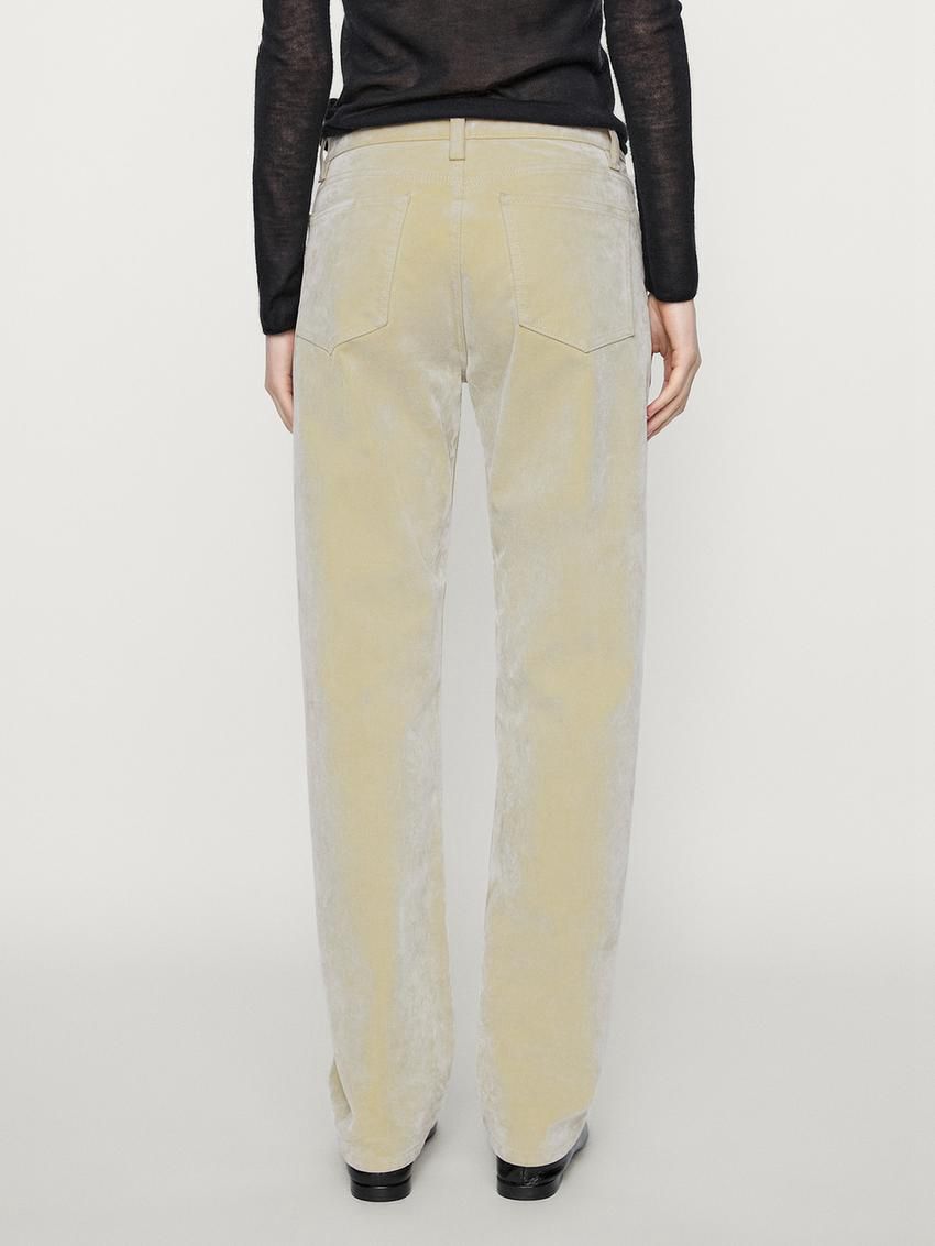 Massimo Dutti Flocked Denim-effect Women Jeans Cream | US-IA2194536