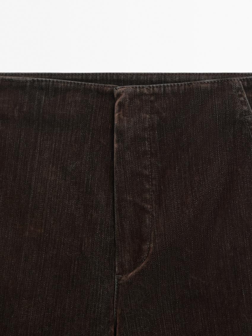 Massimo Dutti Flocked Flared Women Jeans Dark Brown | US-HI0176283