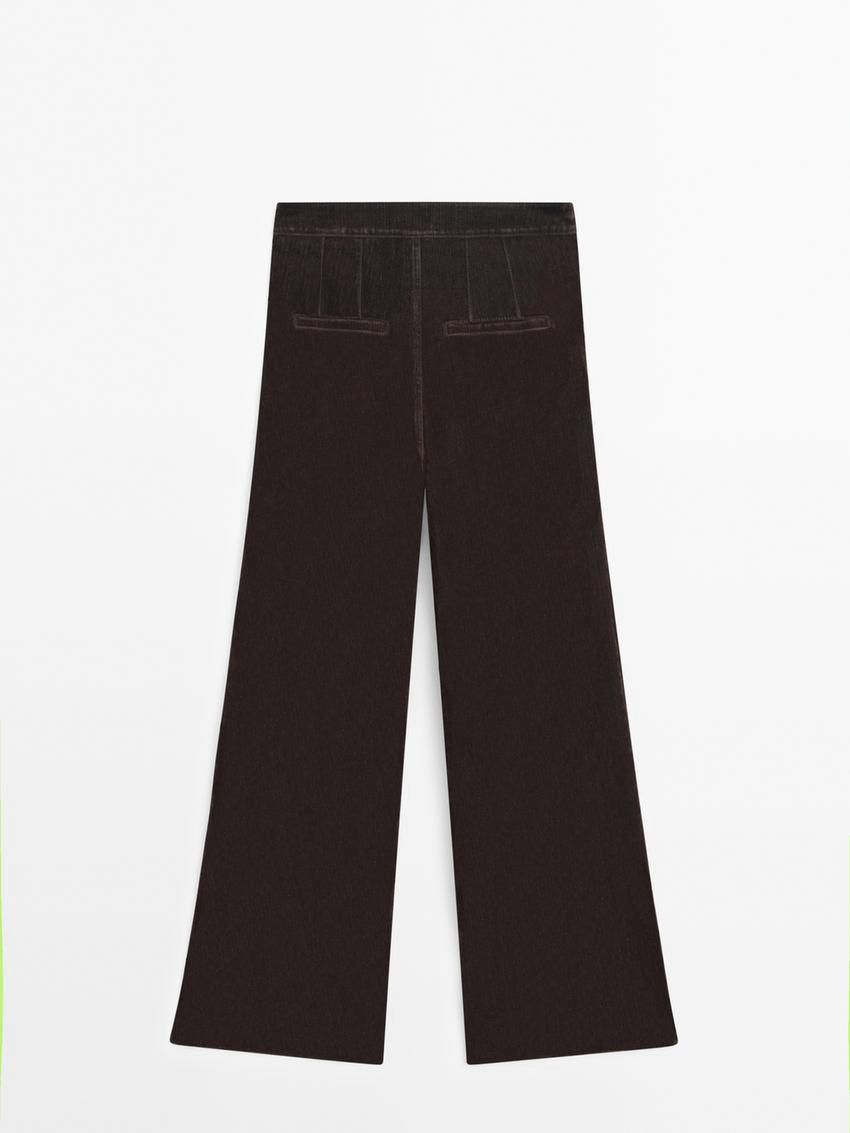 Massimo Dutti Flocked Flared Women Jeans Dark Brown | US-HI0176283