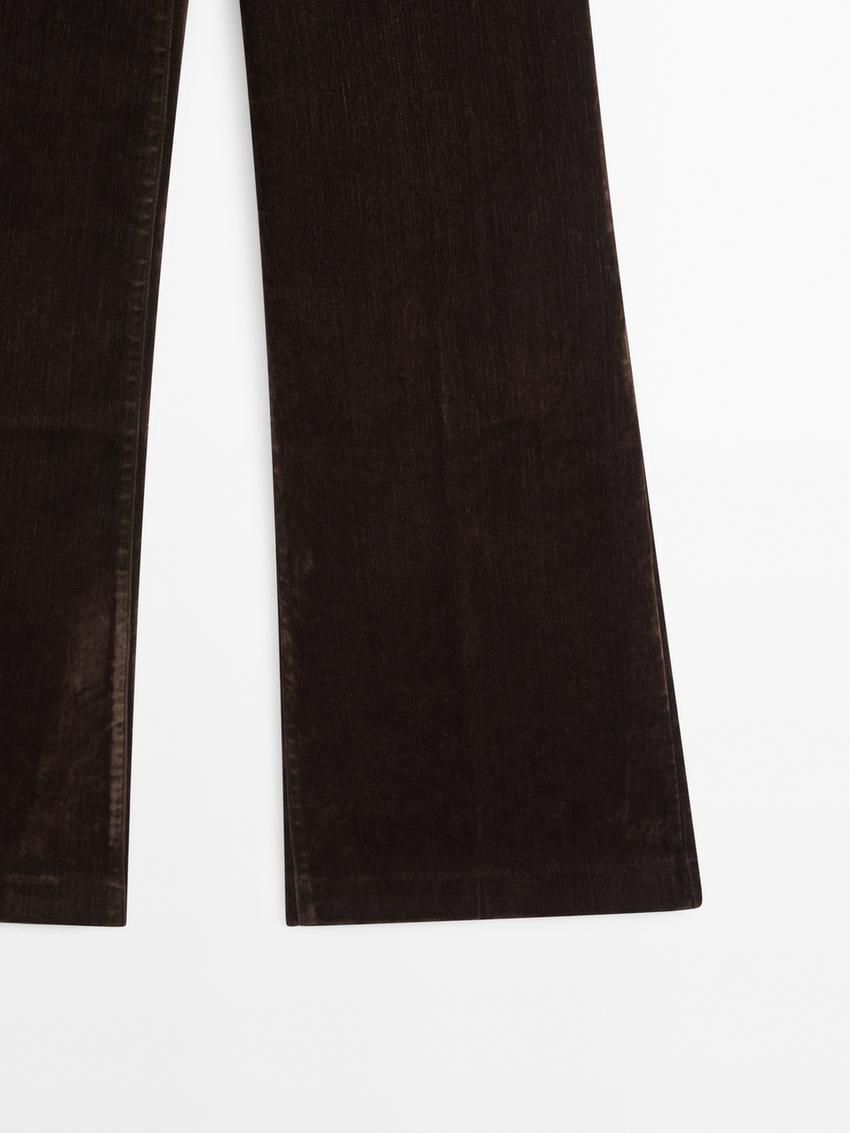 Massimo Dutti Flocked Flared Women Jeans Dark Brown | US-HI0176283