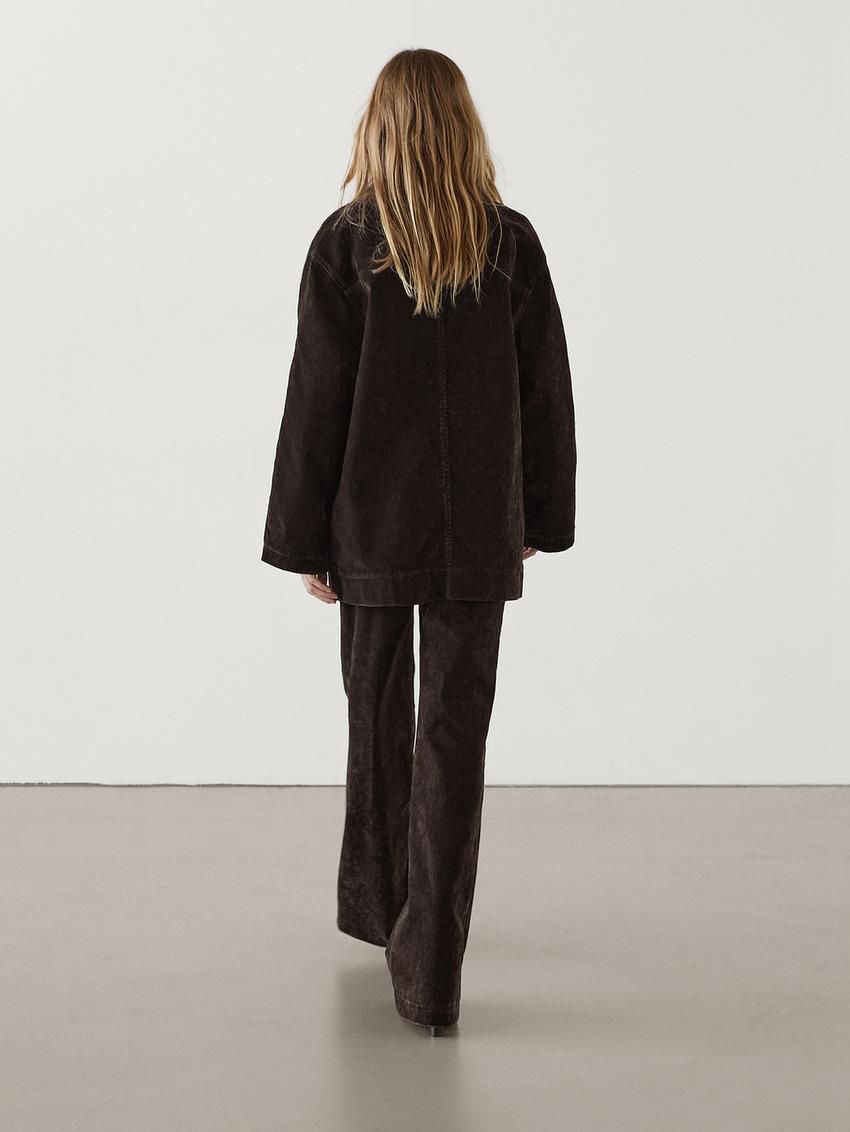 Massimo Dutti Flocked Flared Women Jeans Dark Brown | US-HI0176283