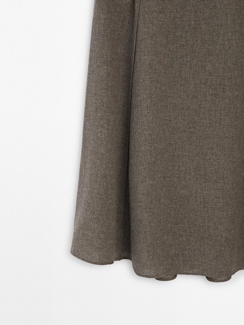 Massimo Dutti Flounce Midi Women Skirts Dark Brown | US-ZK4891632