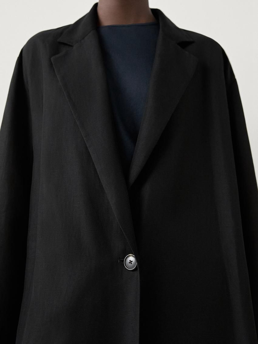 Massimo Dutti Flowing Black Women Trench Coat Black | US-DJ9028654