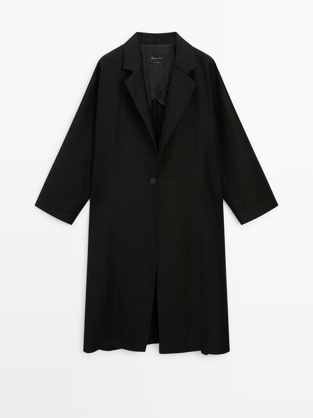 Massimo Dutti Flowing Black Women Trench Coat Black | US-DJ9028654