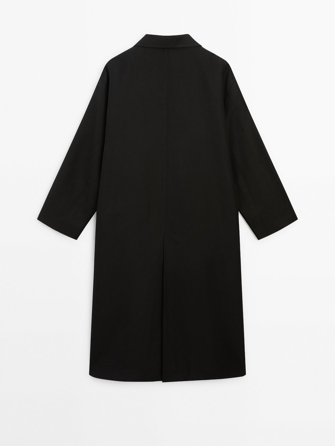 Massimo Dutti Flowing Black Women Trench Coat Black | US-DJ9028654