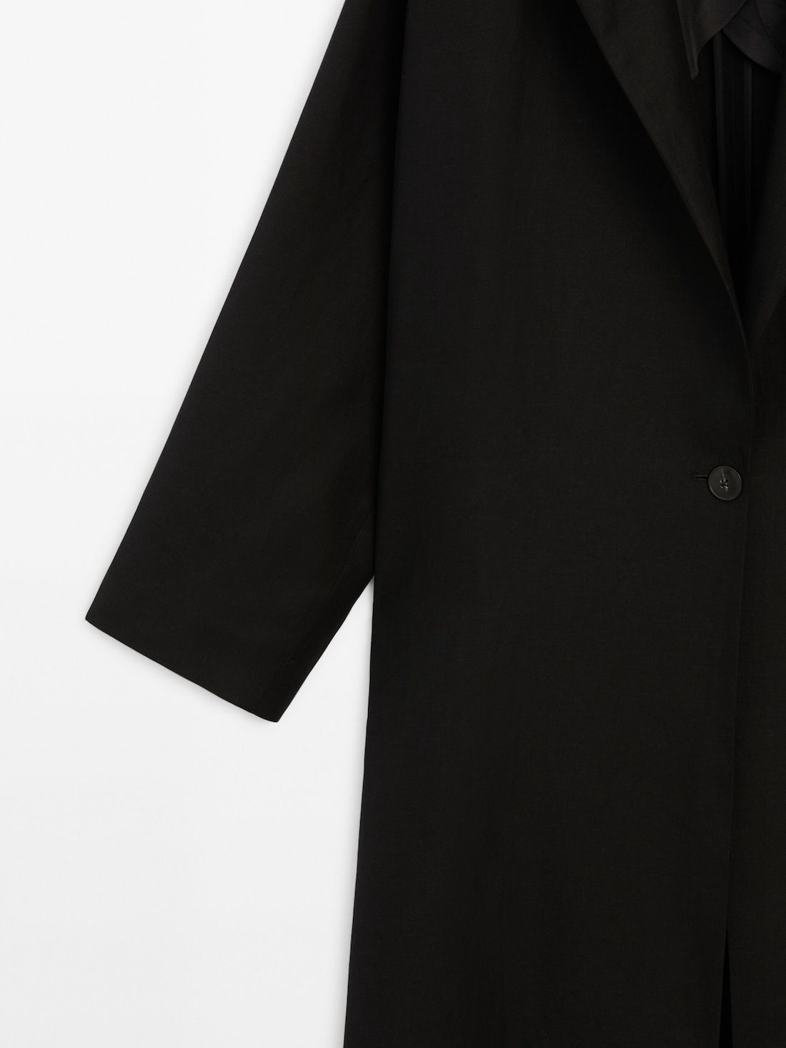 Massimo Dutti Flowing Black Women Trench Coat Black | US-DJ9028654